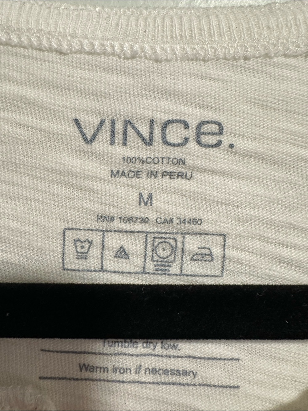 VINCE Men’s Short Sleeve Soft Slub Cotton Henley Tee Shirt Top White Medium - Picture 3 of 8